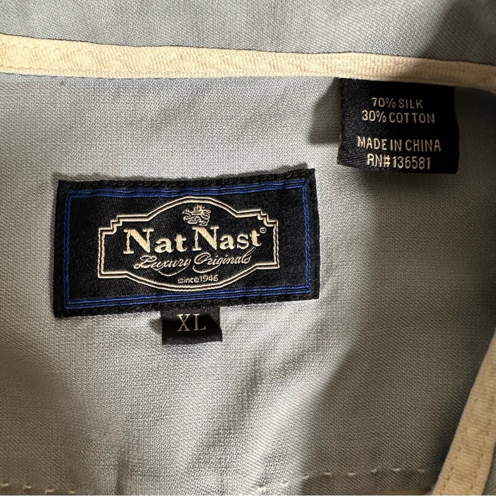 Nat Nast Shirt Men Size XL Short Sleeve Single Pocket Silk Blend Casual EUC - Picture 3 of 9